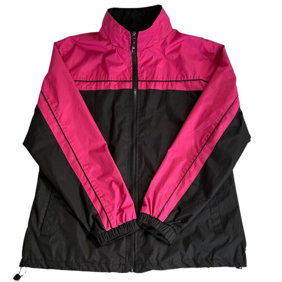 i5 Apparel Black Pink Windbreaker Jacket Size L Mesh Lined Zip Up - Picture 2 of 11